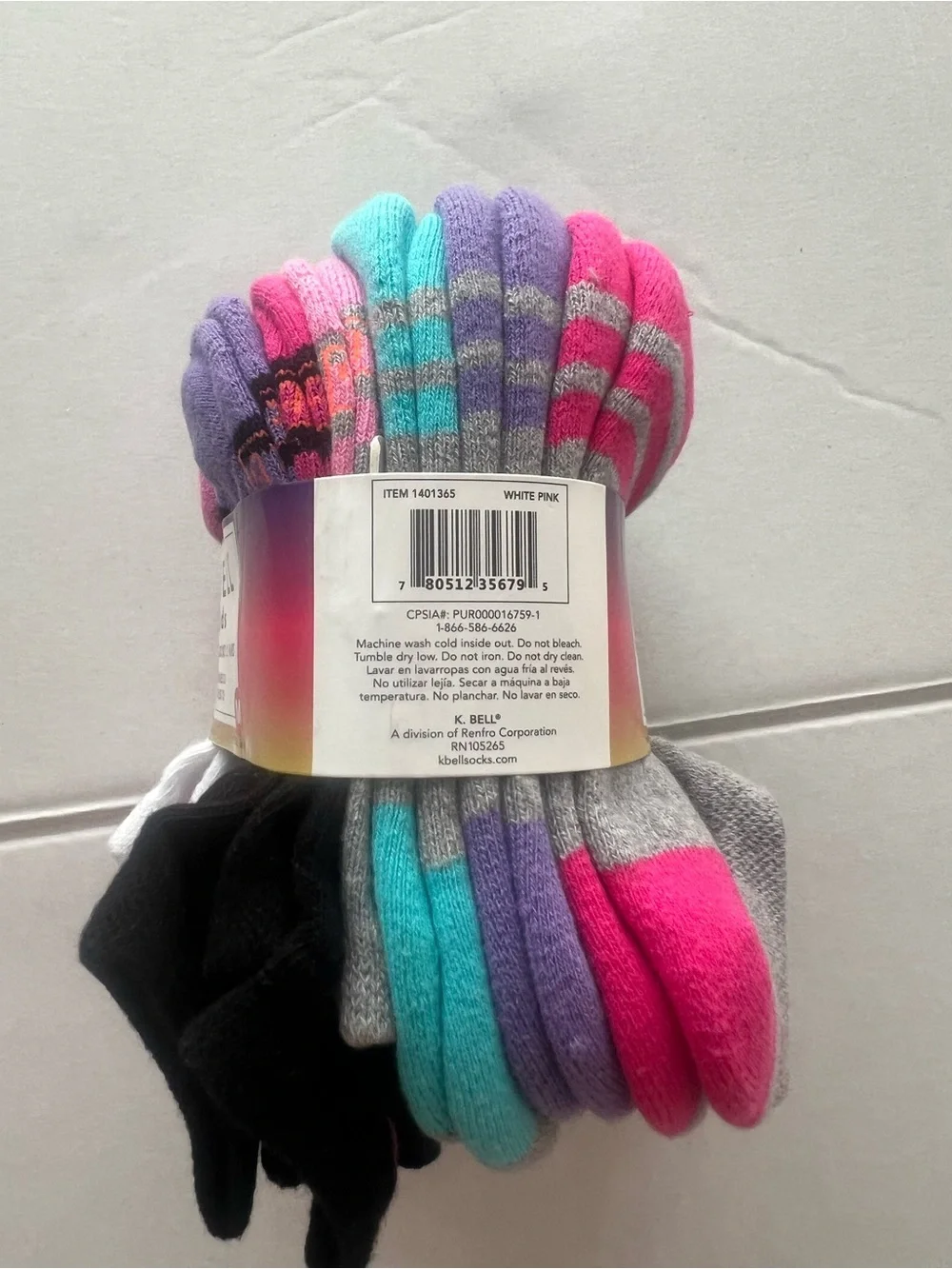 K. Bell Kids No-Show Socks - Pink & Purple (12 Pairs) - Picture 2 of 3